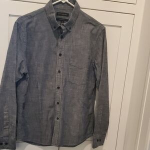 Banana Republic Charcoal Chambray Untuck Slim Fit Button-Down Shirt
